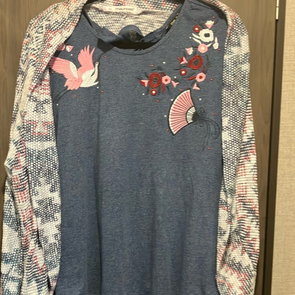 BOGO Maurices lightweight Cardigan with matching DMC Splash embroidered top